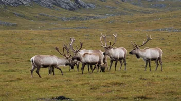 En gruppe tamrein som beiter i et nordlig landskap