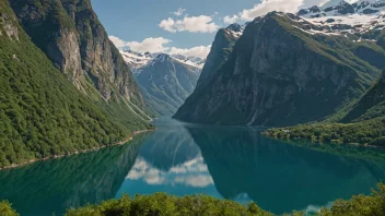 En åndeløs Sigerfjord i Norge, som viser sin naturlige skjønnhet og ro.