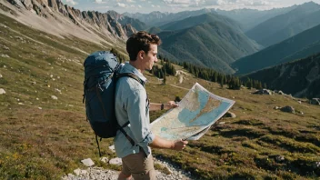 En person på en langtur i fjellet