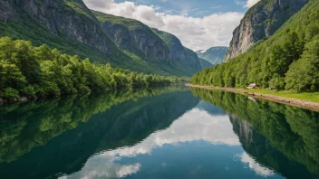 En vakker elv i Norge med en fredelig atmosfære.