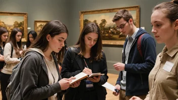 En gruppe studenter på et studiebesøk til et museum.