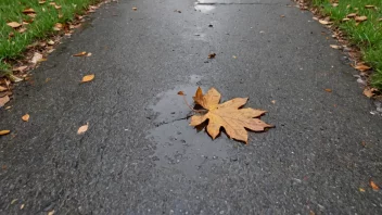 En liten pytt med vann og noen blader som flyter på overflaten.