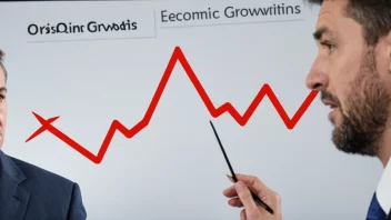 En visuell fremstilling av et kriseår, med en nedgang i økonomisk vekst og en bekymret forretningsperson.