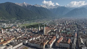 Innsbruck, Østerrike, et populært vintersportsted i Alpene.