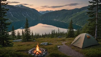 Et fredelig og idyllisk landskap av norsk villmark, perfekt for en tur- og campingferie.