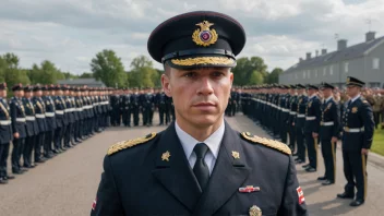 En norsk militær underoffiser i uniform, med en bakgrunn av en militærbase eller en parade.