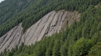 Et bilde av en bratt fjellside med steiner og trær