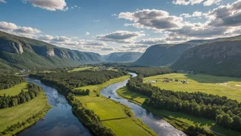 Et naturskjønt landskap av Sigdalen i Norge.