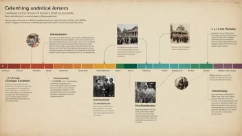 Et bilde av en tidslinje med ulike seksjoner som fremhever ulike kulturelle og sosiale trekk ved et århundre.