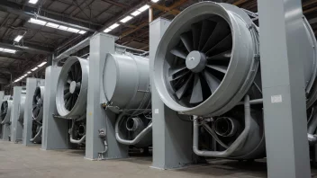 Et stort industrielt ventilasjonssystem