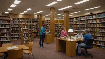 Et offentlig bibliotek med en åpen og inkluderende atmosfære, som tilbyr tilgang til kunnskap og informasjon for lokalsamfunnet.