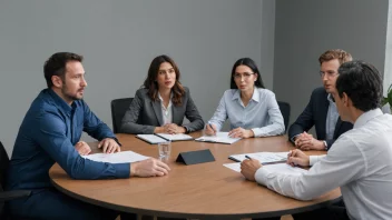 En gruppe arbeidstakere samlet rundt et bord, diskuterer og forhandler med arbeidsgiveren.