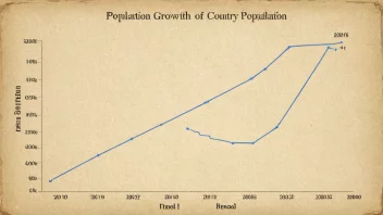 En graf som viser befolkningstilveksten i et land over tid.