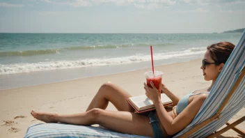 En fredelig strandscene med en person som nyter ferien sin.