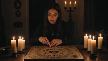 En person som forsøker å kommunisere med ånder gjennom et Ouija-brett.