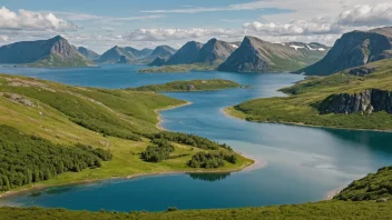 Et pittoreskt bilde av Varaldsøy i Norge.