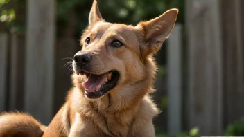 En hund med åpen munn, bjeffer høyt