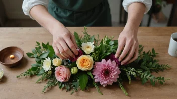 En person som lager en vakker blomsterarrangement.