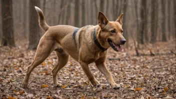 En vorsteher hund i en jaktmiljø, med en bestemt uttrykk og en sterk holdning.