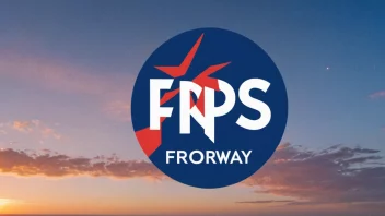 Logoet til Fremskrittspartiet (Frps) i Norge, med en stilisert bokstav 'F' eller et symbol som representerer partiets ideologi.