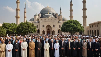 En levende og inkluderende illustrasjon av mennesker fra ulike religiøse bakgrunner som kommer sammen i harmoni.