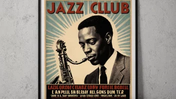 En plakat med en jazzmusiker og navnet på jazzklubben.