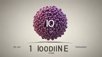 En illustrasjon av jod, et kjemisk grunnstoff med symbolet I og atomnummer 53.