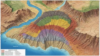 Et geologisk kart med facieskoder, som viser ulike sedimentære avsetninger og deres egenskaper.