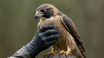 En falkoner som holder en falk på armen.