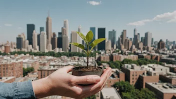 En person holder en liten plante, med en bysilhuett i bakgrunnen, som symboliserer gjenoppvekkingen av noe gammelt og glemt.