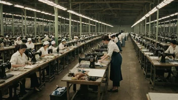 En fabrikk som produserer klær ved hjelp av industrielle metoder.