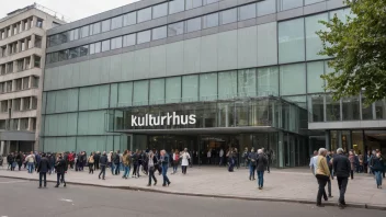 Et kulturhus, en moderne bygning hvor mennesker samles for sosiale aktiviteter, kunst og kulturelle arrangementer.