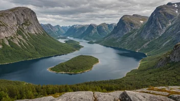 Et naturskjønt landskap av Snilstveitøys-området, med en fredelig innsjø og majestetiske fjell.