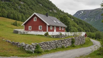 En tradisjonell norsk gård med en skilt som leser 'Børresen'