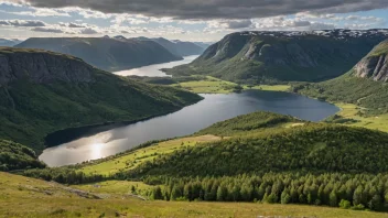 Et pittoreskt landskap av Eidslandet, som viser dets naturskjønnhet.