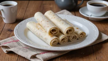 En deilig norsk lefse flatbrød rullet sammen med smør og sukker.