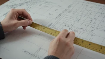 En person måler noe med en linjal, med tall og diagrammer i bakgrunnen.