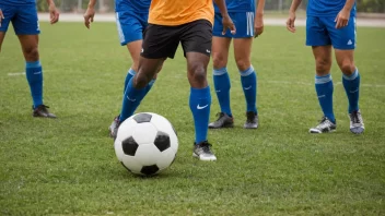 En gruppe mennesker som spiller fotball sammen, med en person i sentrum, som fremhever samarbeidet og lagarbeidet.