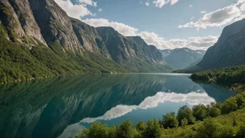 En vakker innsjø i Norge med en fredelig atmosfære