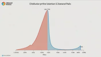 En graf som viser en fordelingsprofil med en tydelig topp og en lang hale.