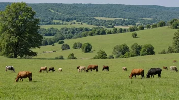 Et sommerbeitedistrikt med rullende åser og grønne beitemarker.