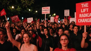 En gruppe mennesker som protesterer for radikale endringer i samfunnet, og representerer venstreradikal ideologi.