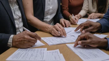 En gruppe mennesker som sitter ved et bord og teller stemmer eller registreringer