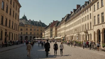 Lapsetorvet i Oslo, et historisk sted med mennesker som går.