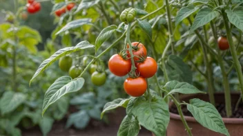 Et bilde av en tomatbønneplante med modne bønner.