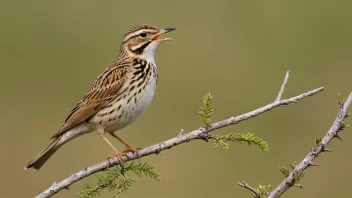 En lerke sitter på en gren og synger sin vakre sang.