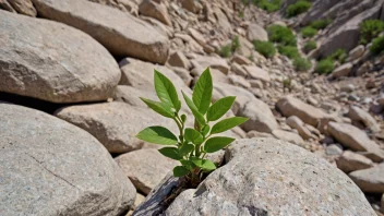 En liten, grønn plante som vokser i et fjellterreng.