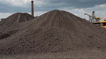 En stor slagghaug med en industriell bakgrunn