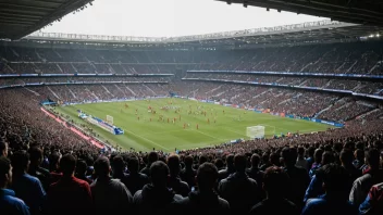 Et profesjonelt fotballag som spiller en kamp i et fullsatt stadion.