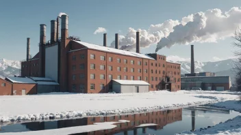 En bilde av en fabrikk eller en bygning med et kjølesystem, som representerer konseptet kuldebransje.